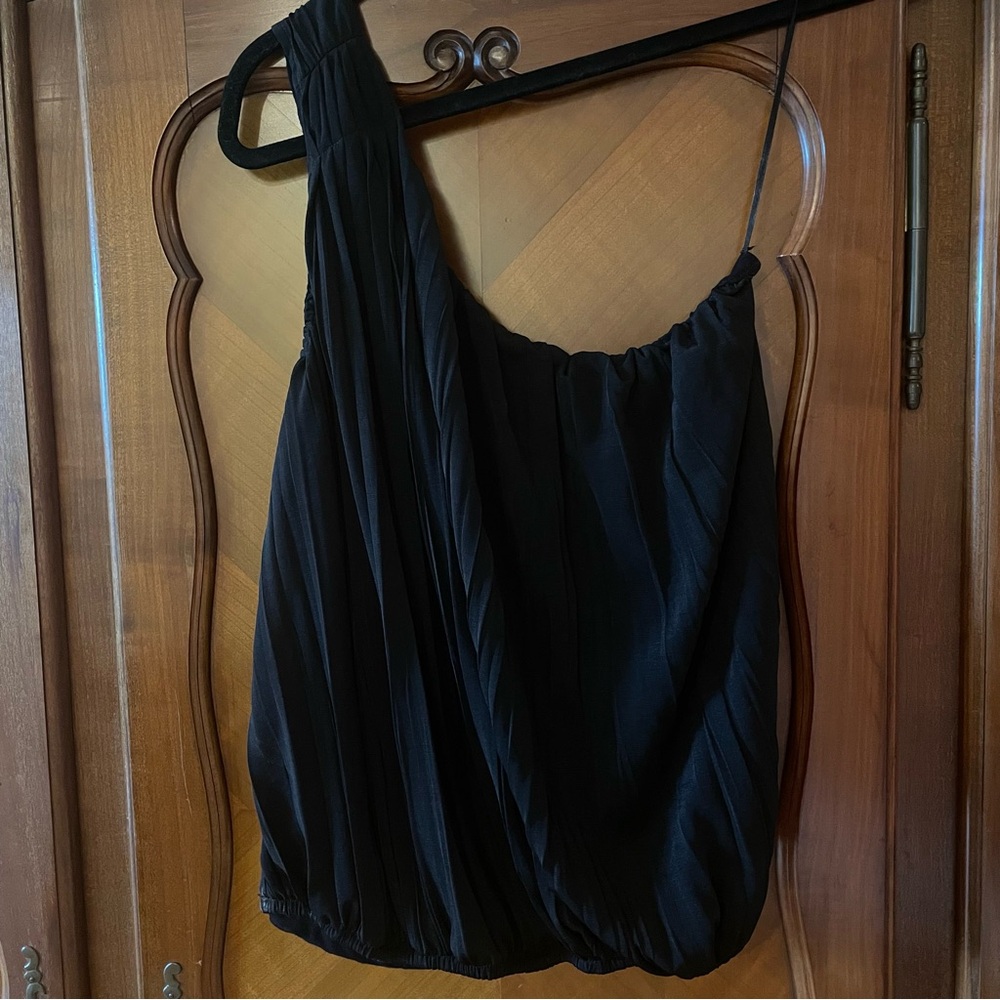 Vintage Free people one shoulder Black Drapey top Size Small - Picture 2 of 9